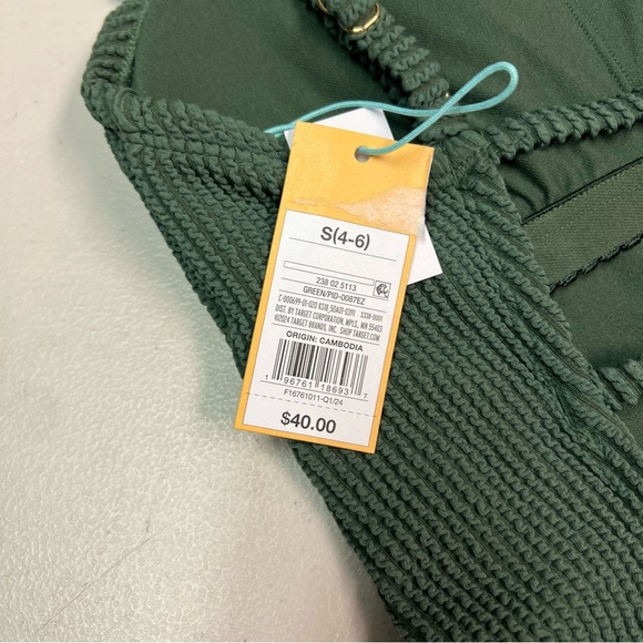 Kona Sol Women’s Green Textured One-Piece Full Seat Coverage Swimsuit Size S - Picture 4 of 8